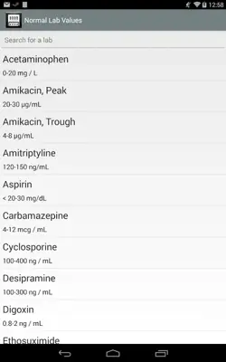 Normal Lab Values++ android App screenshot 2