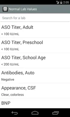 Normal Lab Values++ android App screenshot 7